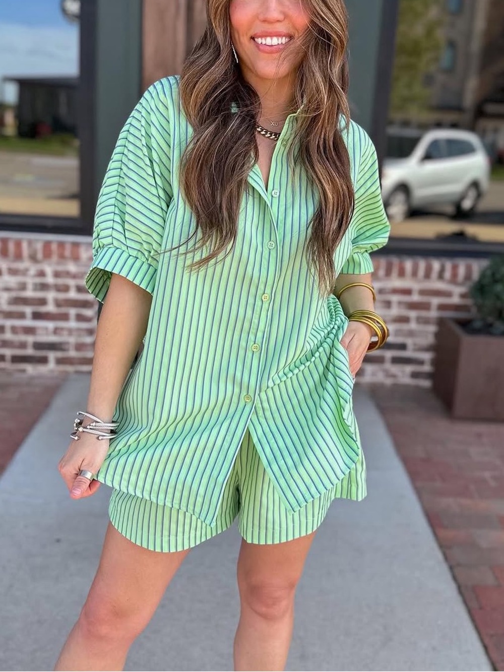 Ultramarine Matcha Striped Set
